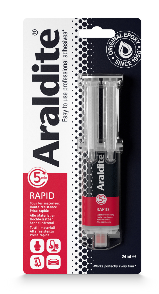 Colle époxy bi-composant rapide en seringue de 24 ml pour assemblage puissant