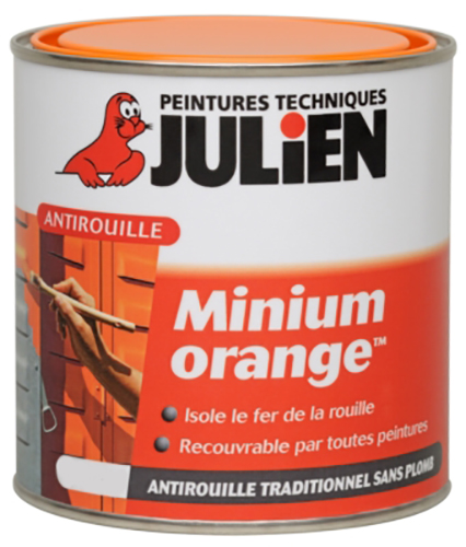 Primaire Antirouille Minium orange 0.25L pour fers et métaux extérieurs