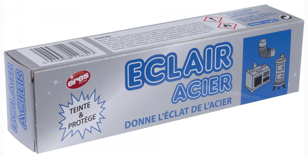 Pâte d'entretien Eclair Acier N°8 pour nettoyer et faire briller l'acier, tube 75g