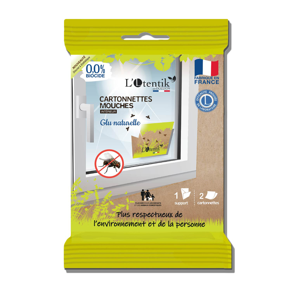 Piège à mouches TP19 avec 2 cartonnettes adhésives, pour une capture efficace des insectes volants