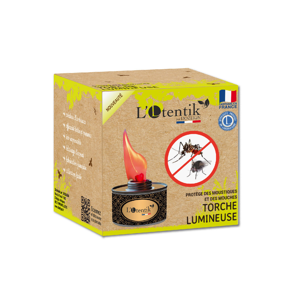 Torche lumineuse répulsive anti-moustique rouge TP19, parfaite pour les soirées d'été en extérieur.
