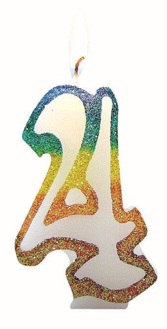 Bougie Chiffre 4 Arc-en-Ciel 8 cm pour gâteau d'anniversaire