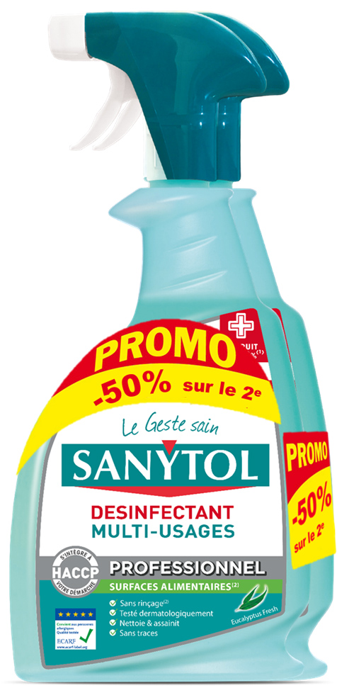 Désinfectant multi usages Eucalyptus, flacon pulvérisateur 750 ml, lot de 2