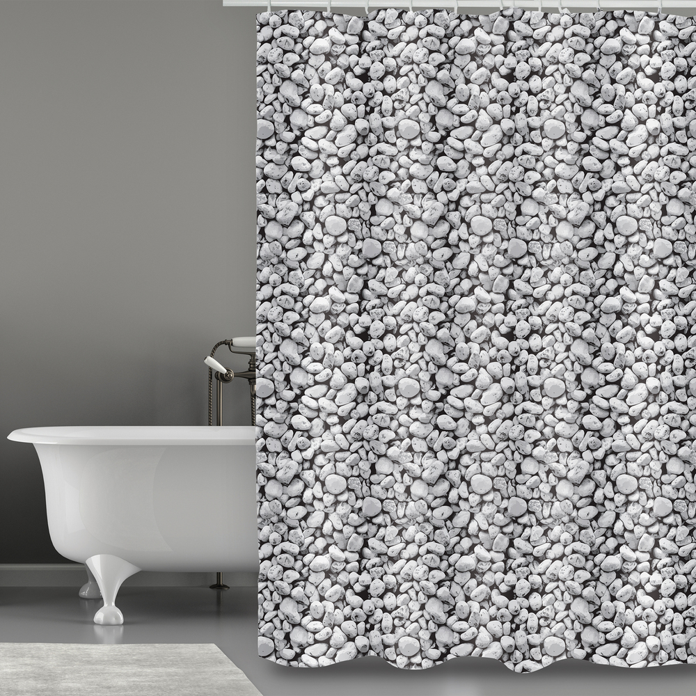 Rideau de douche en polyester 180 x 200 cm motif galets, résistant à l'eau