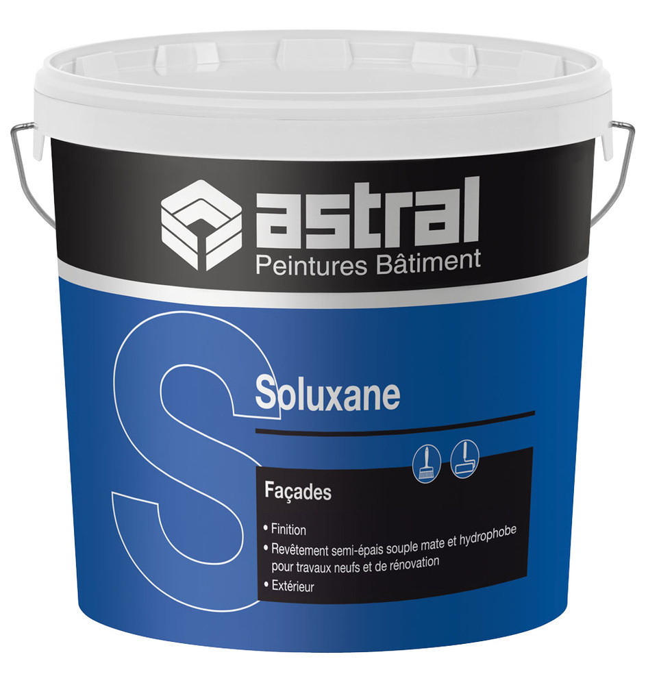 Pot de peinture Soluxane 15L pour façades, finition imperméable I1 à I4
