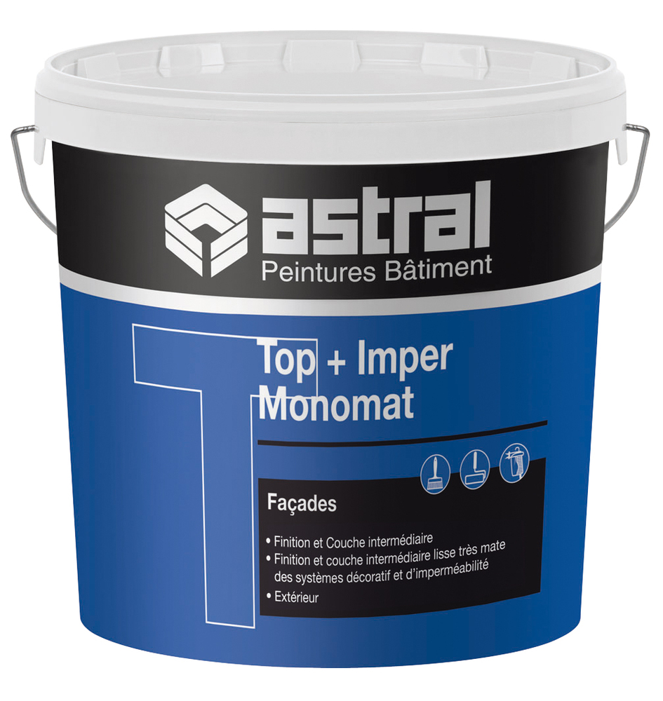 Peinture façade imperméable Top + Imper Monomat 15L, finition I1 à I4, aspect mat