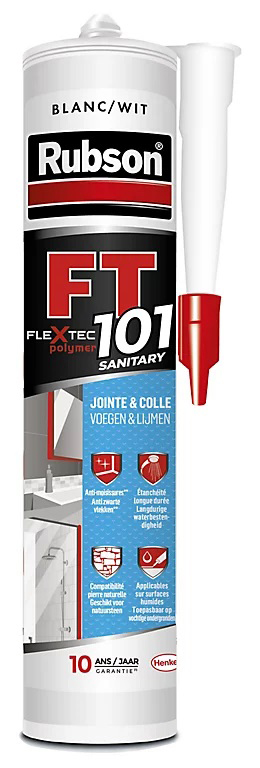 Cartouche de mastic sanitaire blanc FT101 anti-moisissure de 280 ml