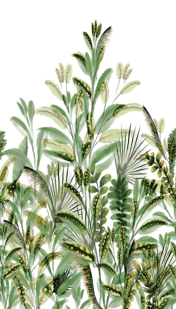 Papier Peint Panoramique A59502 Amazon Vert, motif jungle luxuriante, 3 lès, 159 x 280 cm