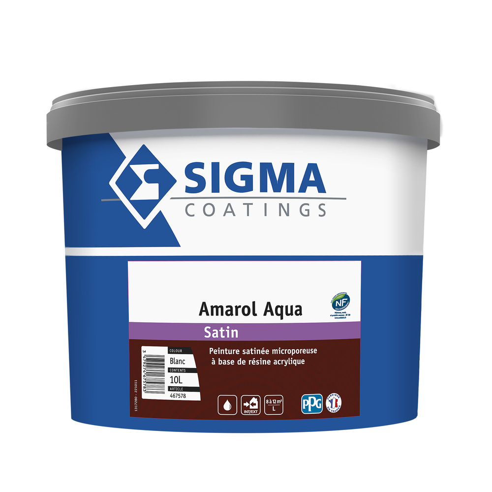 Peinture Amarol Aqua Satin pour boiseries, finition satinée à l'eau