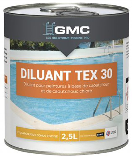 Diluant TEX 30 pour peinture caoutchouc, bidon de 2,5 litres, pour travaux de bâtiment
