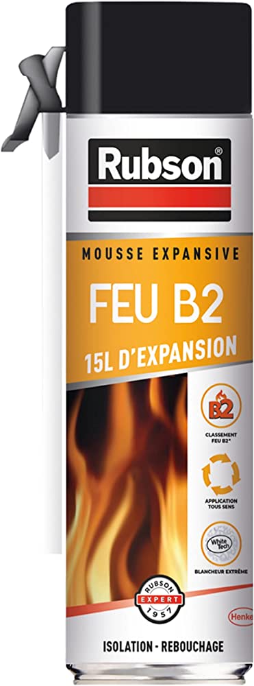 Mousse expansive Fire B2 en aérosol 500 ml pour isolation thermique et calfeutrement ignifuge