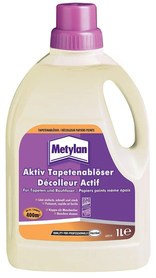 Décolleur Actif Papier Peint 1L en flacon, pour décollage facile.