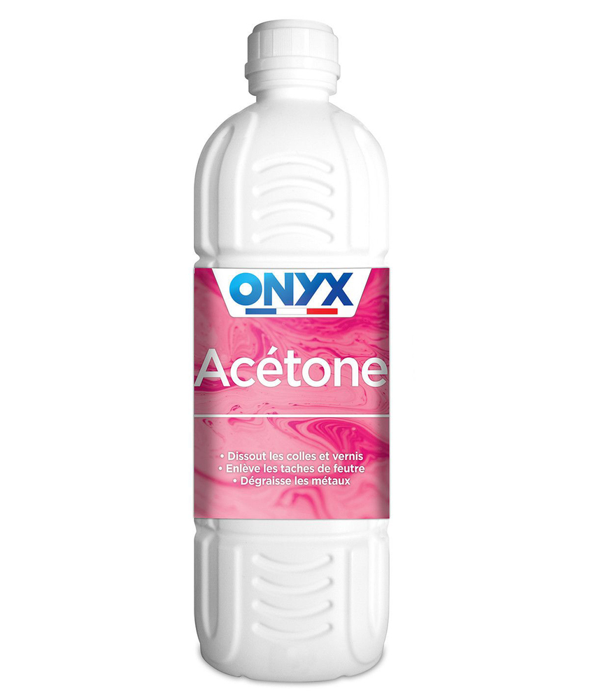 Bouteille d'Acétone 1L, solvant dégraissant puissant pour le bricolage et le nettoyage.