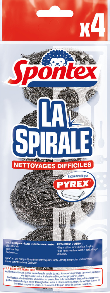 Lot de 4 spirales à récurer en acier inoxydable pour le nettoyage intensif du ménage