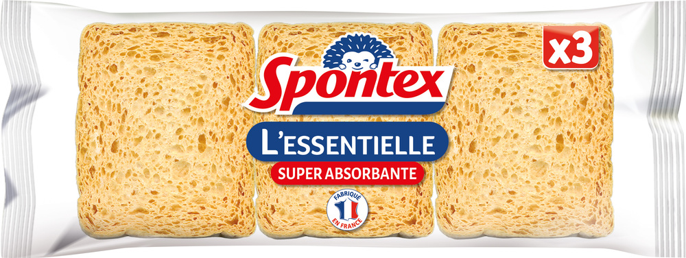 Lot de 3 éponges L'Essentielle multi-usage, couleurs assorties pour le nettoyage de la maison