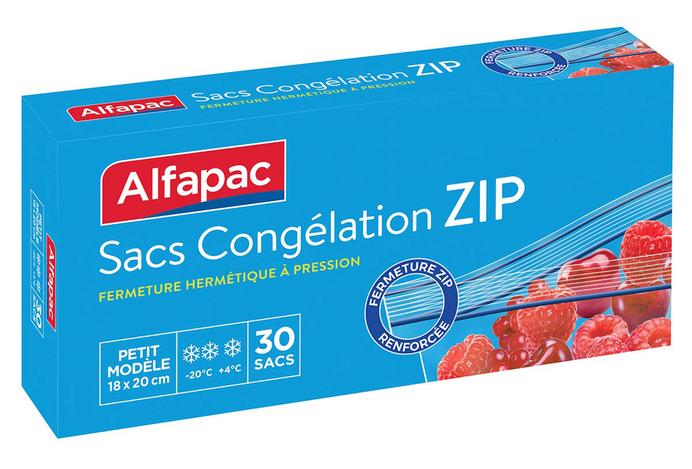 Alfapac, 30 sacs de congélation petit modèle avec fermeture zip hermétique