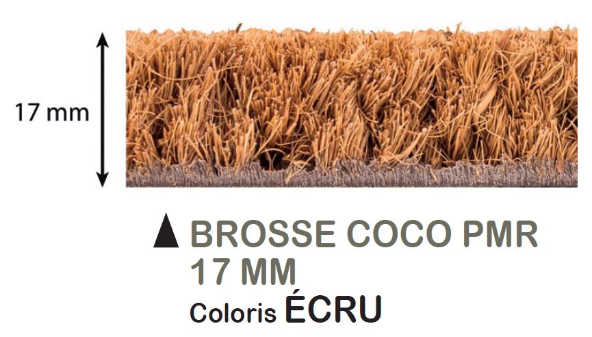 Tapis Brosse Coco Écru Spécial PMR 17 mm 1 m x 10 m à la Coupe