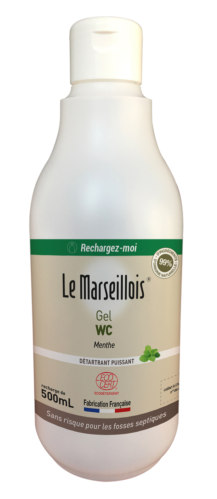 Flacon vide 500 ml pour gel WC, rechargeable, avec bec verseur pour produits d'entretien vrac