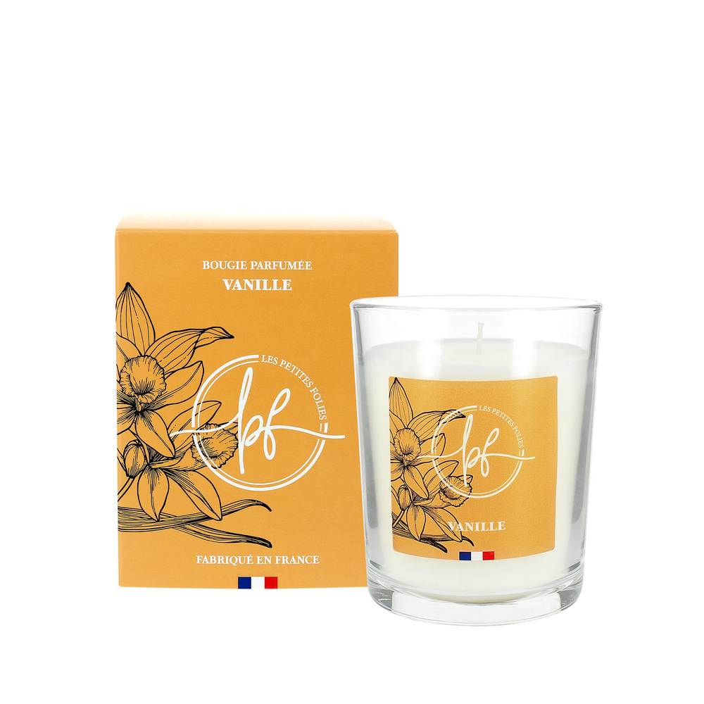Bougie parfumée à la vanille de 180g dans son étui de protection
