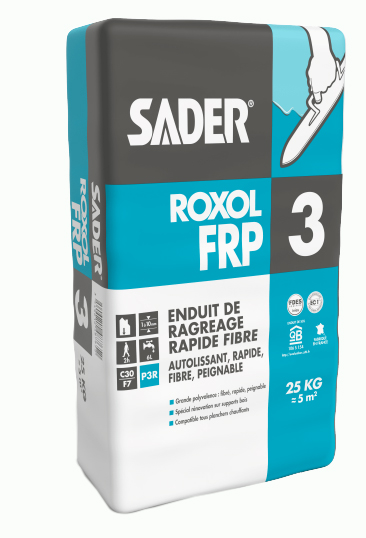Sac de 25 kg d'enduit de ragréage autolissant Roxol FRP pour la préparation des sols