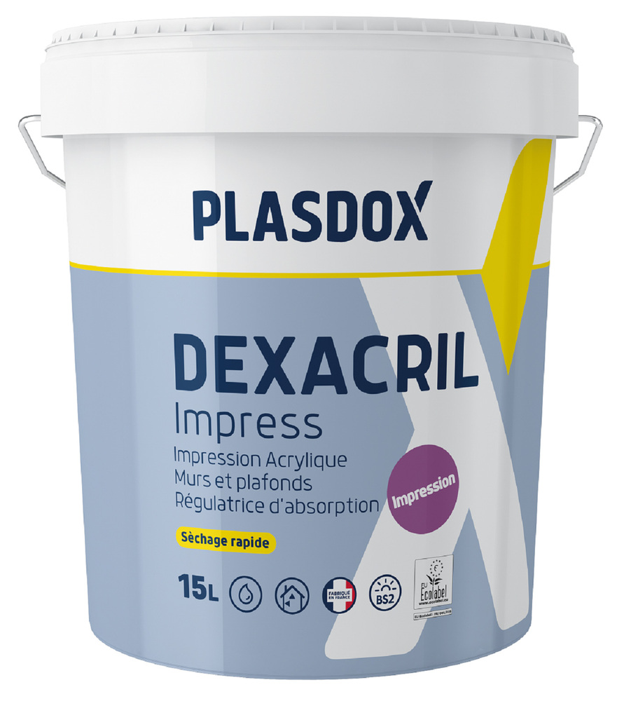 Pot d'impression primaire Dexacril Impress pour préparation de murs intérieurs avant peinture.