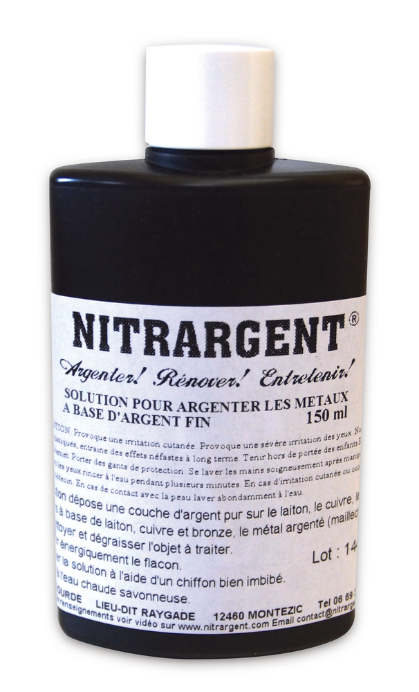Flacon de 150 ml de Nitrargent pour argenter les métaux précieux et redonner de l'éclat aux bijoux.