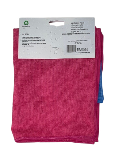 Lavettes Microfibres en Couleur 38 x 38 cm Lot de 3 Sachet Accrochable