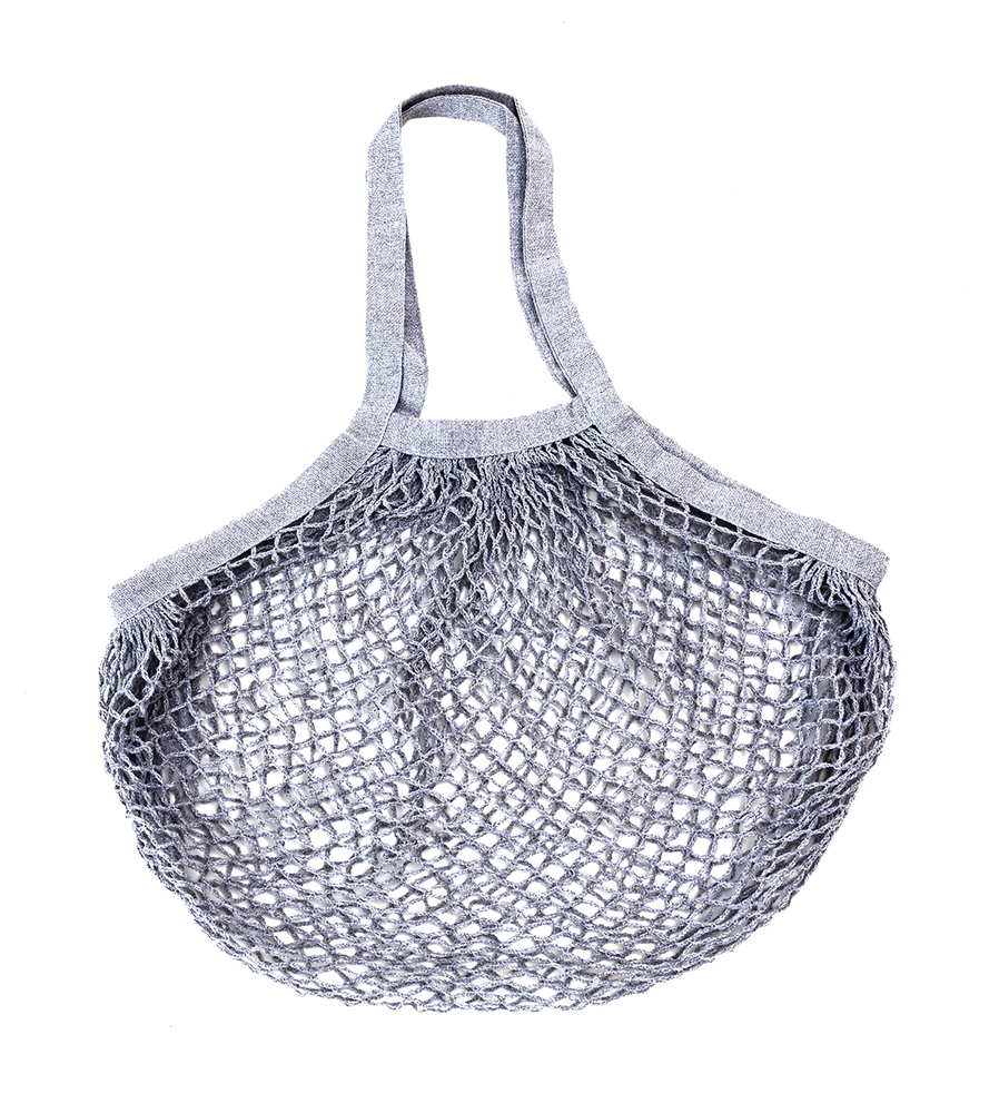 Sac Filet en Coton Gris, cabas de marché réutilisable