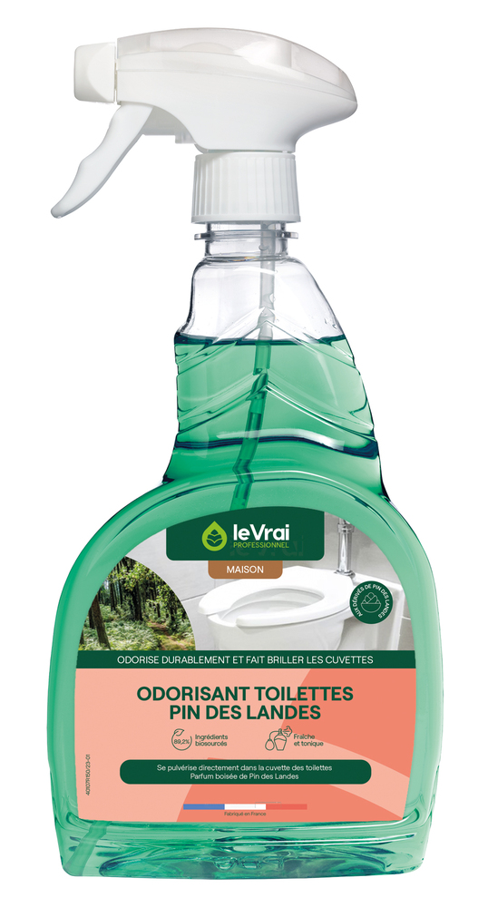 Flacon pulvérisateur d'odorisant désinfectant toilette Pin des Landes 750 ml pour une fraîcheur longue durée