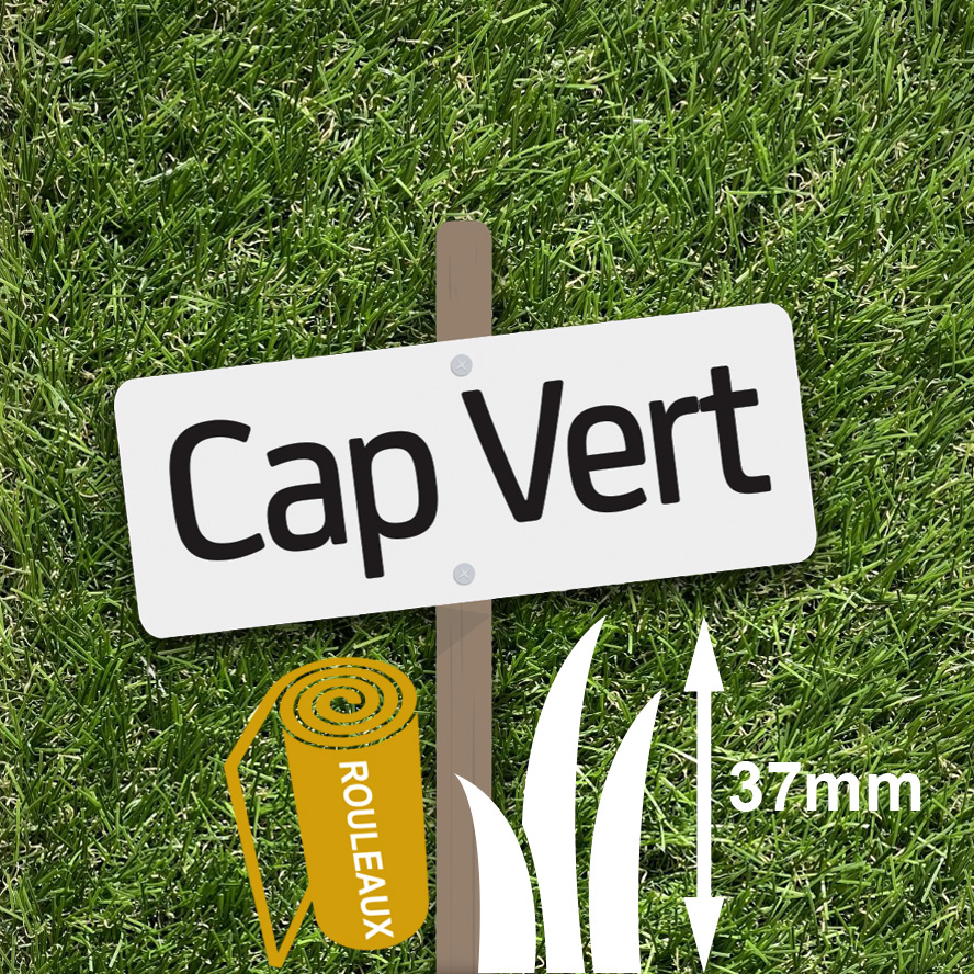 Gazon synthétique Cap Vert 37 mm, aspect naturel, en rouleau de 25 mètres linéaires