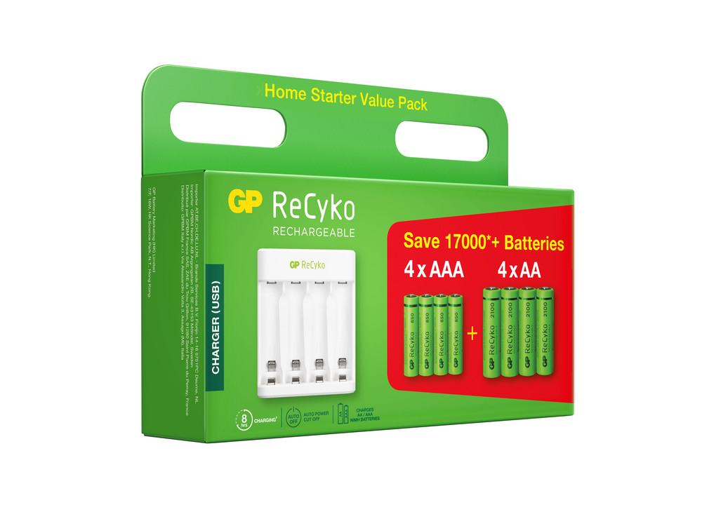 Chargeur ReCyko E411 + 4 Piles AA + 4 Piles AAA Display de 8