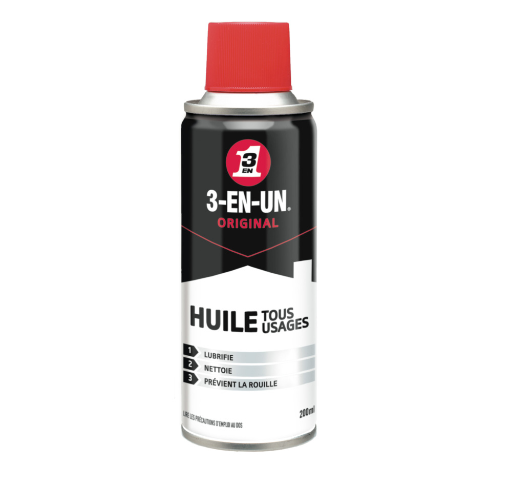 Huile Tous Usages 200 ml multi-fonctions, lubrifiant et dégrippant en spray pour outillage.