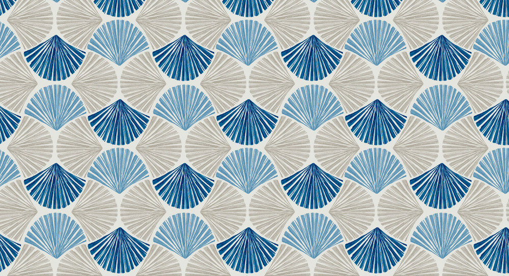 Nappe Fibranne Bergamo motif coquillages Seashells, rouleau de 138 cm x 15 m