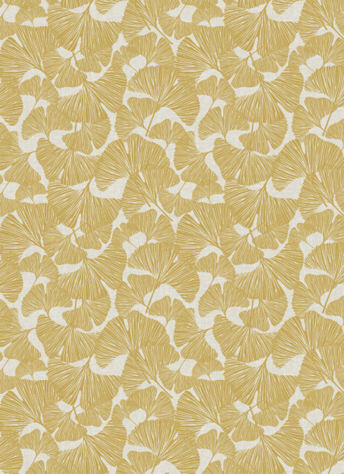 Rouleau de nappe Fibranne non tissée motif Ginkgo Honey 138 cm x 15 m pour décoration de table