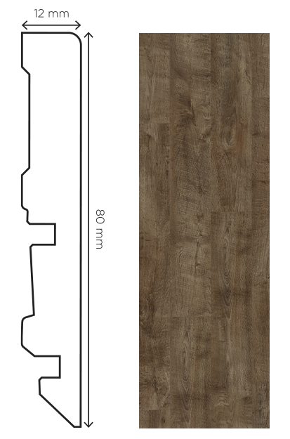 Plinthe Chêne Antique de 80mm, accessoire de finition pour parquets et stratifiés