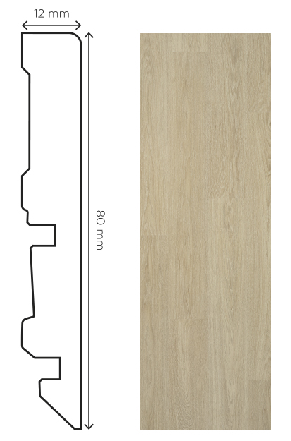 Plinthe Charme 80mm pour parquet ou stratifié, finition bois naturel pour une jonction mur-sol esthétique.