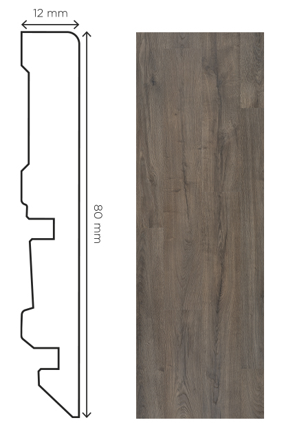 Plinthe Cèdre Grisé de 80mm pour la finition élégante de parquets et sols stratifiés
