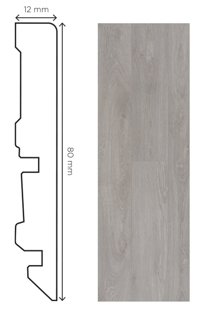 Plinthe en hêtre blanc de 80mm pour la finition de parquets et revêtements de sol