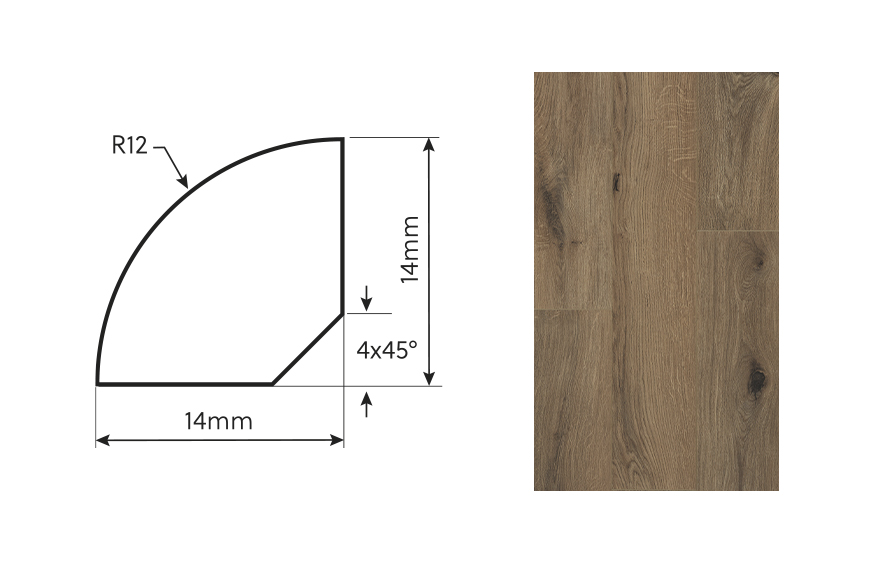 Quart de rond Noyer, profilé en bois pour finition de parquet et revêtement de sol