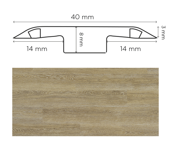 Barre de jonction Chêne Blanchi, profil de finition pour parquet et stratifié