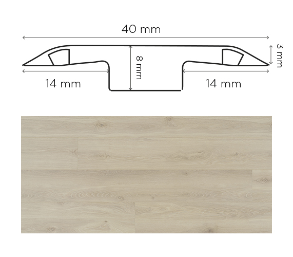 Barre de jonction en peuplier pour parquets et sols stratifiés, profilé de finition