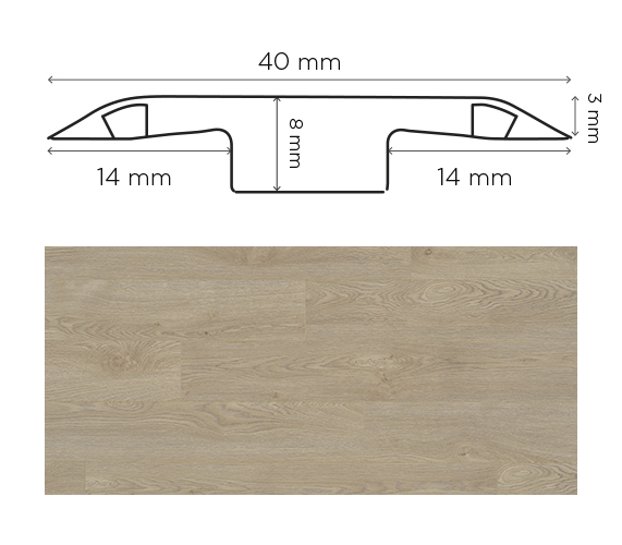 Barre de jonction Aulne Blanc, aspect bois clair, pour parquet et sol stratifié