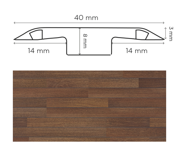 Barre de jonction Yack Brun, finition bois, pour parquet et stratifié