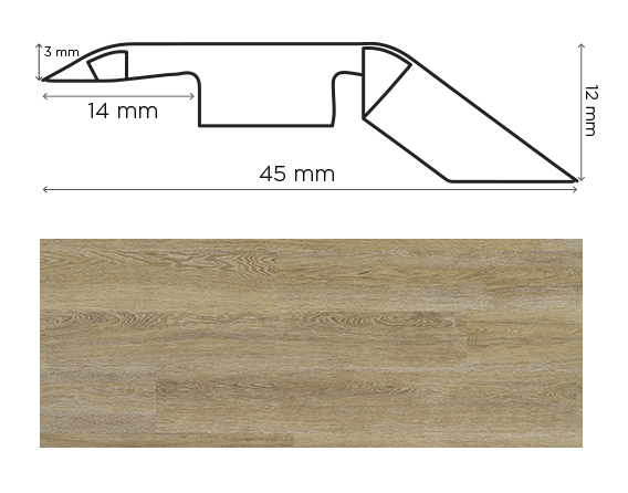 Barre de seuil profilée en Chêne Blanchi pour la jonction de revêtements de sol