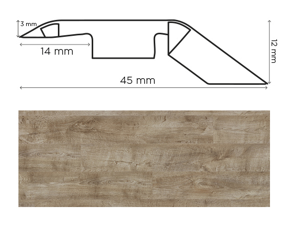 Barre de Seuil Tamaris pour jonction esthétique de parquets et stratifiés