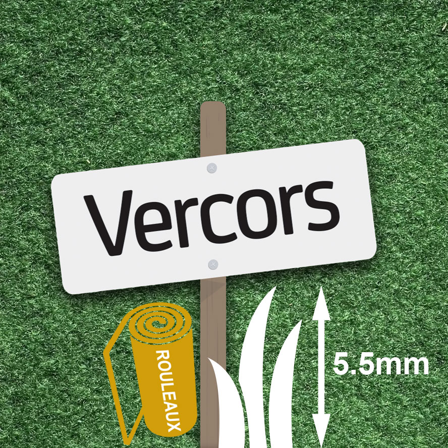 Gazon synthétique Vercors 5.5 mm en rouleau de 30 ml pour aménagement de jardin ou terrasse.