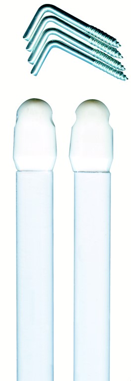 Tringles vitrage plates extensibles blanches en sachet de 2, idéales pour voilages légers