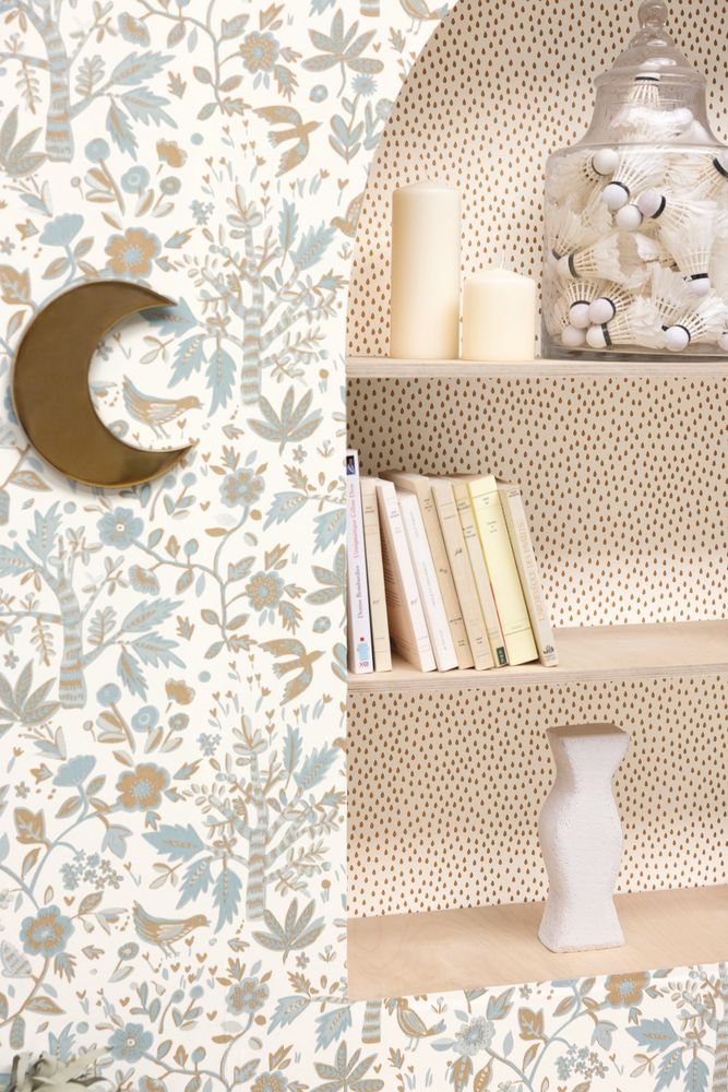 3567 - Papier Peint Vinyle sur Intissé Ondée Blanc Or