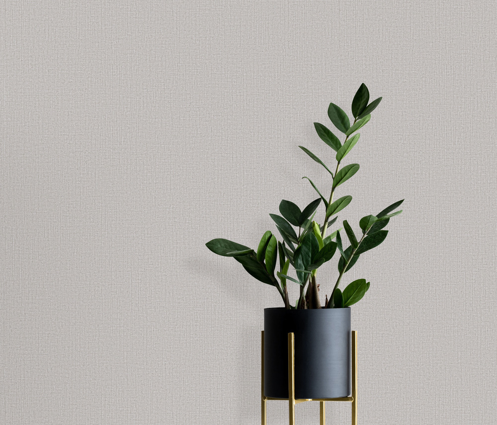 10215-10 - Papier Peint Vinyle Grainé Sur Intissé Uni Textile Gris