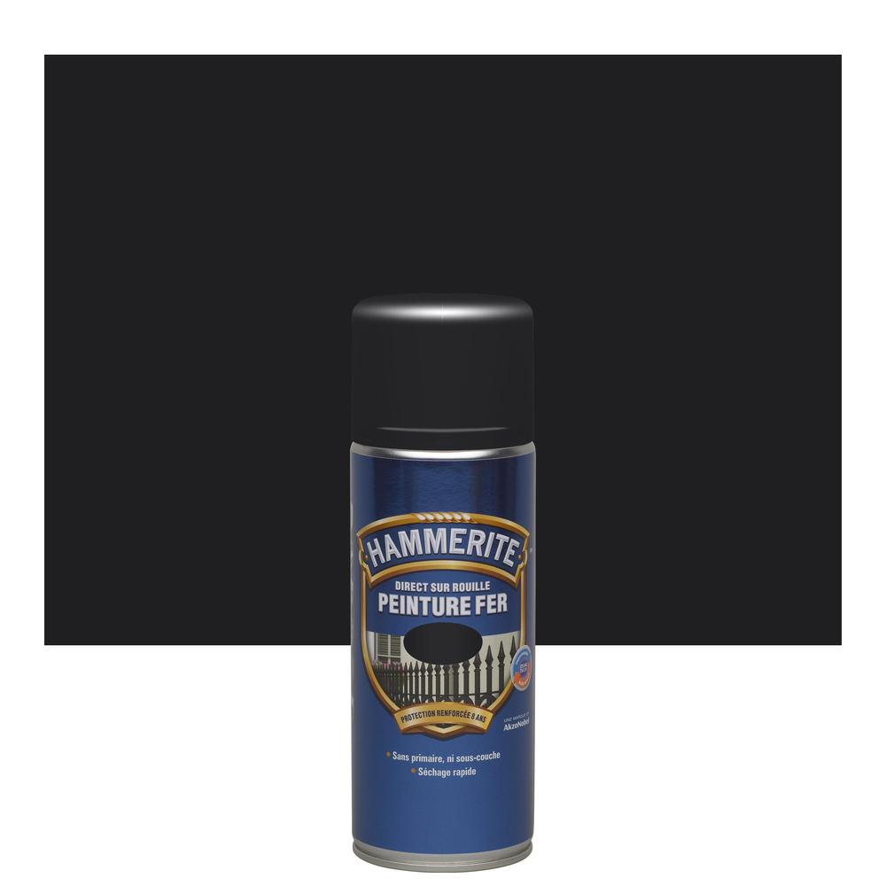 Peinture Fer - Direct sur Rouille Noir Brillant Aérosol 400 ml